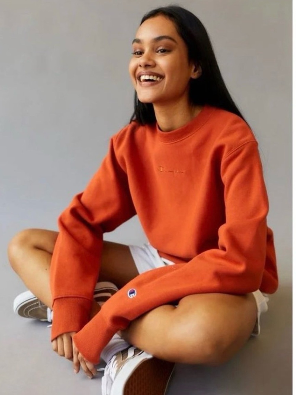 Champion Rust Orange Crewneck Sweatshirt for Women